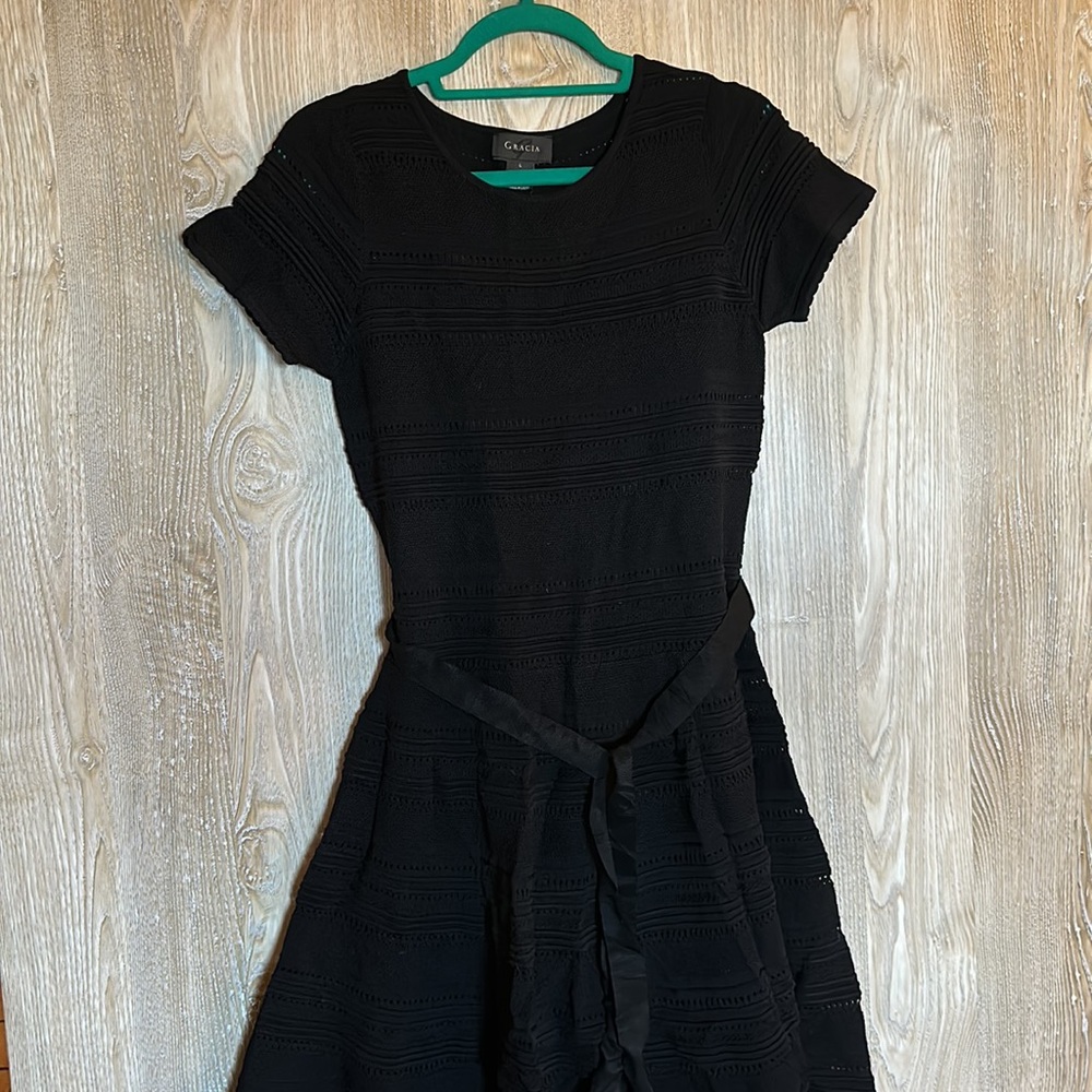NWT Gracia black knit dress with slip
